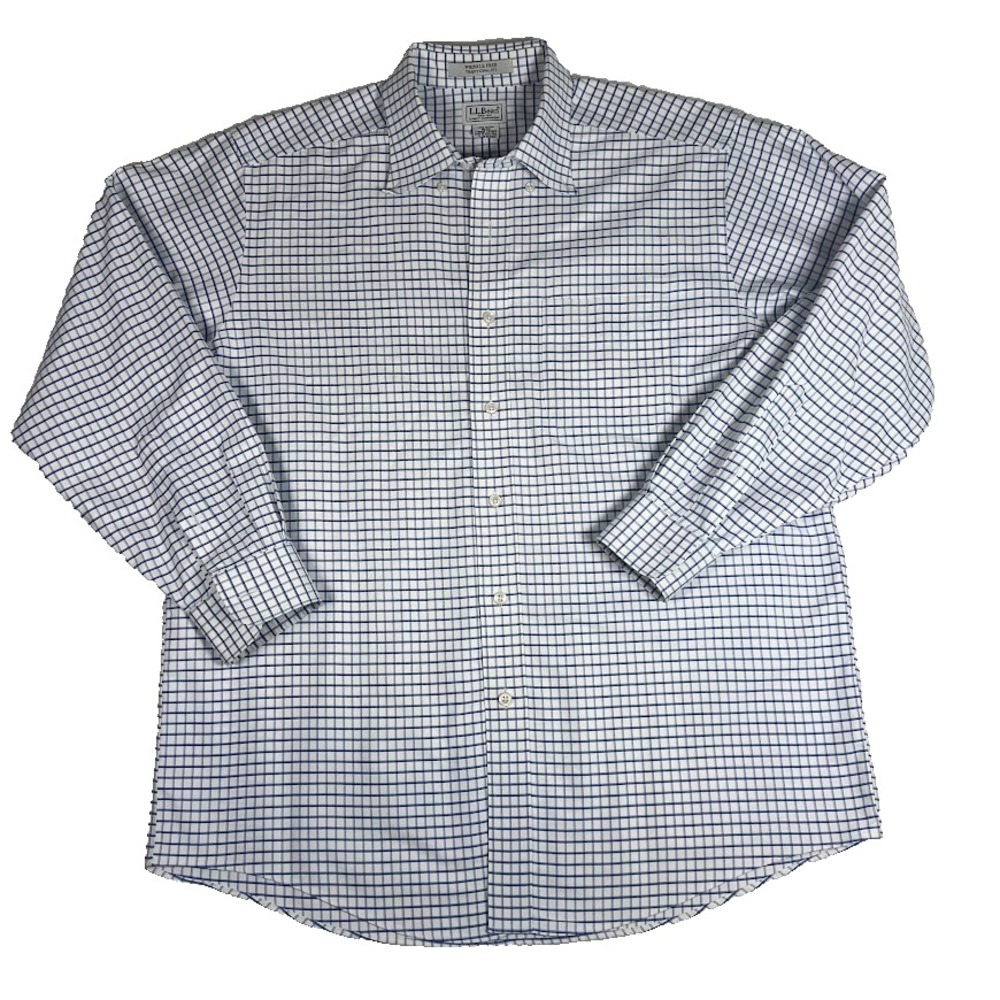 LL Bean Mens Wrinkle Free Traditional Fit‎ Tattersall Button Down Shirt 16-32